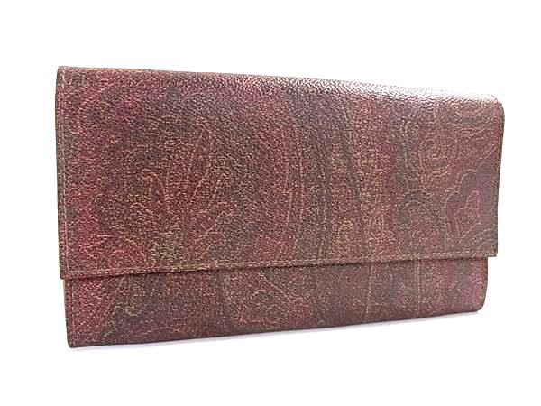 ETRO エトロ ペイズリー柄 PVC 二つ折り 長財布 ウォレット 札入れ 小銭入れ カード入れ レディース メンズ ブラウン系 DL4182
