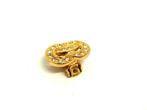 ■美品■ ChristianDior ディオール ヴィンテージ ラインストーン 片耳のみ クリップ式 イヤリング アクセサリー ゴールド系 DL5288