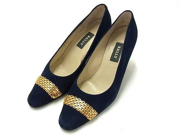 BALLY バリー スエード ヒール パンプス 表記サイズ 35 1/2(約22.5cm) 靴 シューズ レディース ブルー系×ゴールド系 DL6937