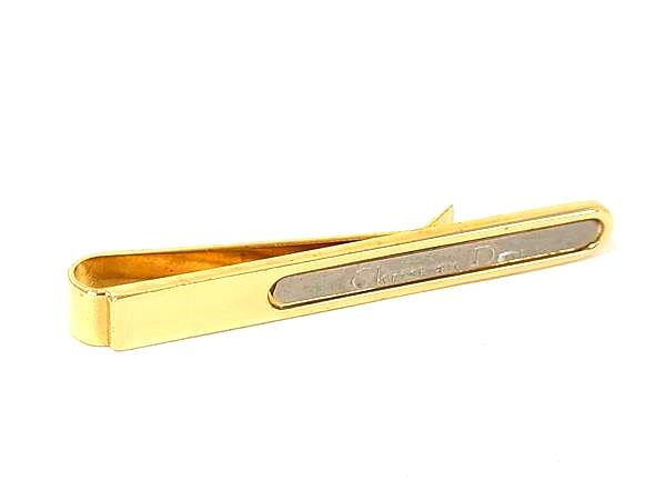 ■美品■ ChristianDior クリスチャンディオール ネクタイピン タイクリップ ビジネス 紳士 メンズ ゴールド系 DN4661