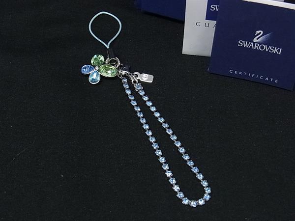 ■新品■未使用■ SWAROVSKI スワロフスキー ラインストーン バタフライ 蝶々 キーホルダー ストラップ ライトブルー系 DN4693