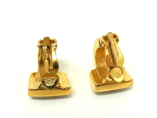 pleasure-Store 楽天市場店の■美品■ NINA RICCI ニナリッチ ラインストーン クリップ式 イヤリング アクセサリー レディース ゴールド系×グリーン系 DN7563｜アングル2