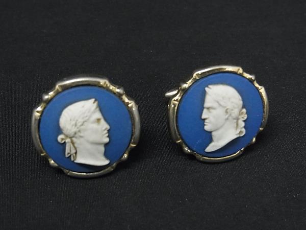 WEDGWOOD ウェッジウッド ジャスパー カメオ カフスボタン カフリンクス アクセサリー ビジネス 紳士 メンズ ブルー系 DP2088