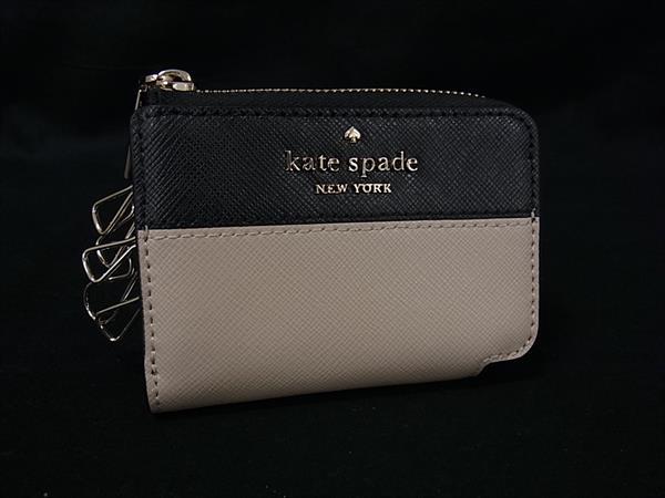 ■極美品■ kate spade ケイトスペード K9351 レザー 6連 キーケース 鍵入れ レディース ベージュ系×ブラック系 DK8637