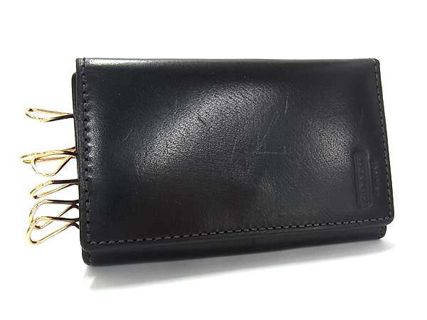 COACH コーチ レザー 6連 キーケース 鍵入れ メンズ レディース ブラック系 DK8916