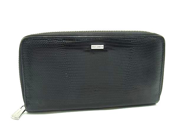 DOLCE＆GABBANA ドルチェ&ガッバーナ リザード型押しレザー ラウンドファスナー  ...