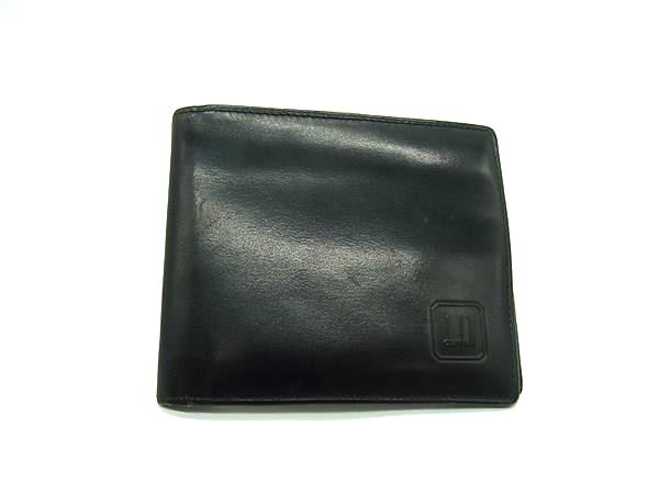 dunhill ダンヒル レザー 二つ折り 財布 ウォレット 札入れ カード入れ メンズ ブラック系 DL6447