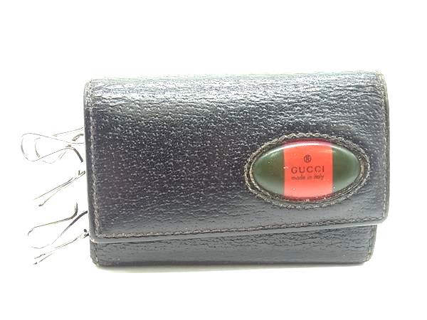 GUCCI グッチ 154295 493075 レザー 6連 キーケース 鍵入れ レディース メンズ ブラック系 DL6592