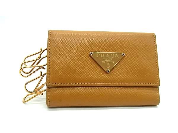 PRADA プラダ サフィアーノレザー 6連 キーケース 鍵入れ レディース メンズ ブラウン系 DL7085