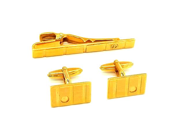 dunhill ダンヒル カフスボタン カフリンクス ネクタイピン タイクリップ アクセサリー 2点セット ビジネス メンズ ゴールド系 DL7130