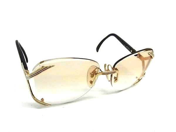 ChristianDior クリスチャンディオール 2289 49 度入り サングラス メガネ 眼鏡 レディース メンズ ゴールド系×ブラック系 DN4591