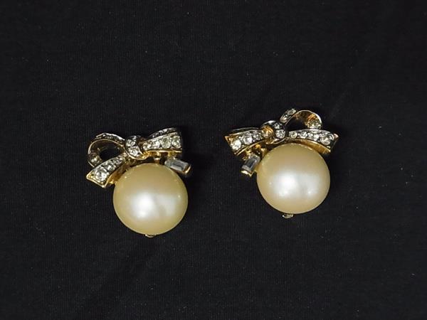 Other - NINA RICCI ニナリッチ ラインストーン リボン イヤリング アクセサリー レディース ゴールド系×アイボリー系 DL4520