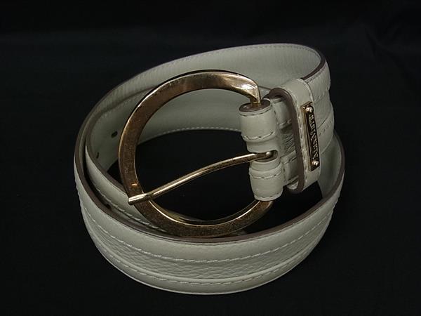 Max Mara マックスマーラ レザー ゴールド金具 ベルト 表記サイズS レディース アイボリー系 DL4565（楽天・pleasure-Store　楽天市場店）