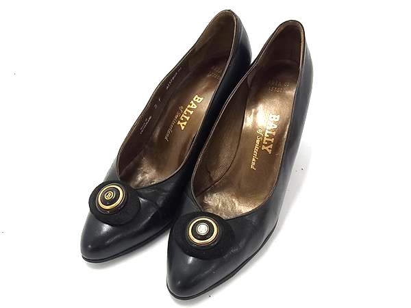 BALLY バリー レザー ヒール パンプス 表記サイズ 2 1/2 (約21.5?) 靴 シューズ レディース ブラック系 DL4658