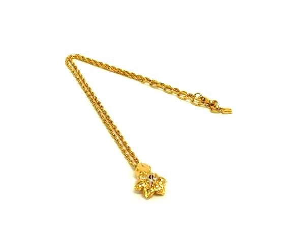 ■美品■ NINA RICCI ニナリッチ フラワー ラインストーン ネックレス ペンダント アクセサリー ゴールド系 DL4677