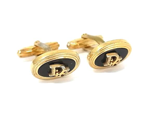 ChristianDior クリスチャンディオール ヴィンテージ カフスボタン カフリンクス アクセサリー メンズ ゴールド系×ブラック系 DN3811