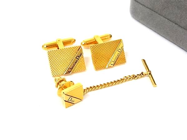 ■美品■ ChristianDior クリスチャンディオール ヴィンテージ カフスボタン カフリンクス タイタック ネクタイピン 2点セット DN3813