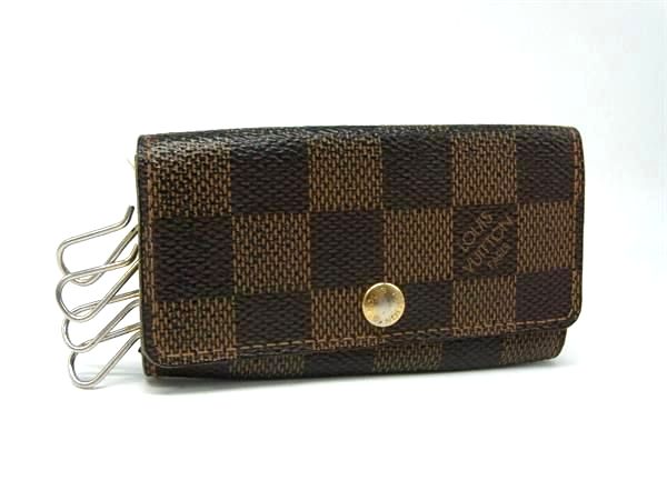 LOUIS VUITTON ルイヴィトン N62631 ダミエ ミュルティクレ4 4連 キーケース 鍵入れ レディース メンズ ブラウン系 DJ8915