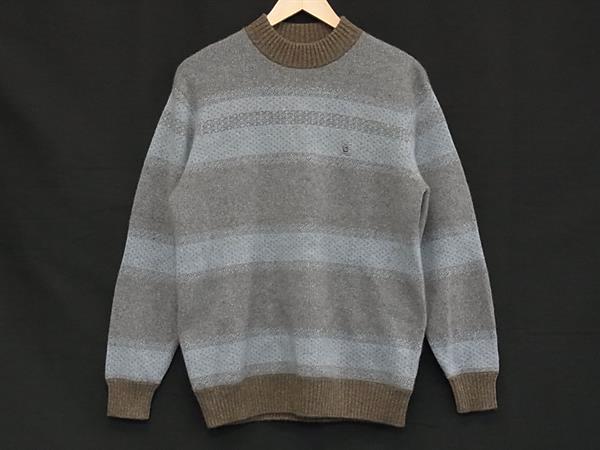 ■新品同様■ MON TAGUT モンタギュ ウール100％ 長袖 ニット トップス 表記サイズ 110 洋服 ブルー系×グレー系 DK1576