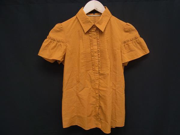 ■美品■ BURBERRY バーバリーブラックレーベル ポリエステル フリル 半袖 シャツ トップス サイズ38 洋服 ブラウン系 DK8466
