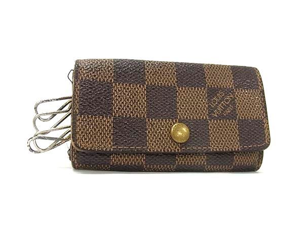 LOUIS VUITTON ルイヴィトン N62631 ダミエ ミュルティクレ4 4連 キーケース 鍵入れ レディース メンズ ブラウン系 DL0576