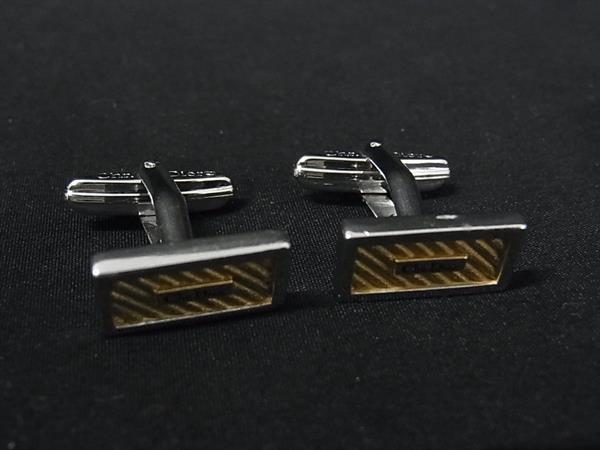 ■美品■ ChristianDior ディオール カフスボタン カフリンクス アクセサリー ビジネス 紳士 メンズ ゴールド系×シルバー系 DL1592