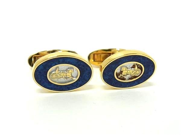 ■美品■ CELINE セリーヌ ヴィンテージ マカダム 馬車金具 カフスボタン カフリンクス アクセサリー 紳士 メンズ ゴールド系 DL1899(4.0)