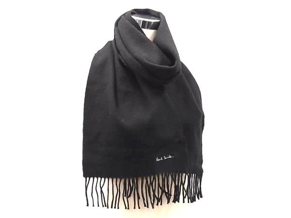 乐天商城 - ■美品■ Paul Smith ポールスミス ウール100% フリンジ マフラー ストール 防寒具 レディース メンズ ブラック系 DL1979