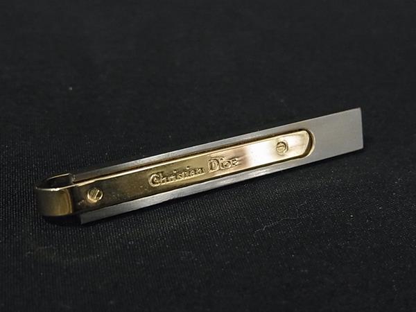 ■美品■ ChristianDior ディオール ネクタイピン タイクリップ アクセサリー ビジネス 紳士 メンズ ゴールド系×シルバー系 DL2970