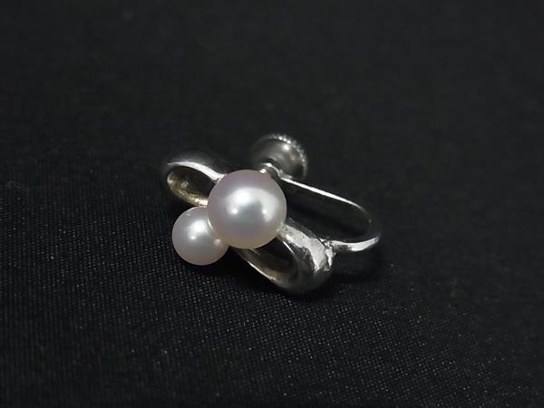 MIKIMOTO ミキモト 本真珠 アコヤ真珠 パール 約4mm〜6mm 片耳のみ ネジ式 イヤリング アクセサリー シルバー系×アイボリー系 DL3686