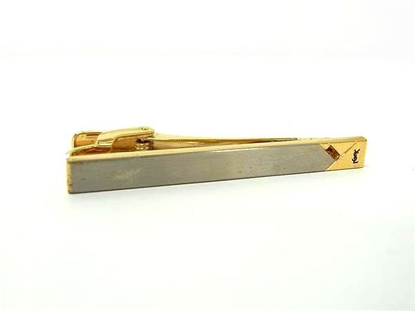 乐天商城 - ■美品■ YVESSAINTLAURENT イヴサンローラン ネクタイピン タイクリップ アクセサリー 紳士 メンズ ゴールド系×シルバー系 DL3795