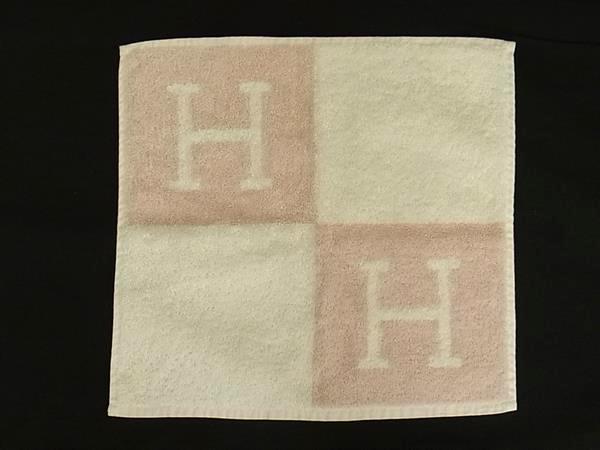 HERMES エルメス アヴァロン コットン100％ カレタオル コットン ハンドタオル タオルハンカチ フェイスタオル ピンク系 DN4348