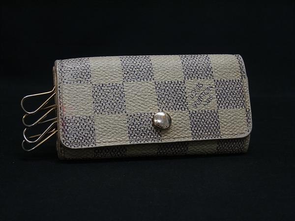 LOUIS VUITTON ルイヴィトン N60020 ダミエアズール ミュルティクレ4 4連 キーケース 鍵入れ メンズ レディース アイボリー系 DJ9429