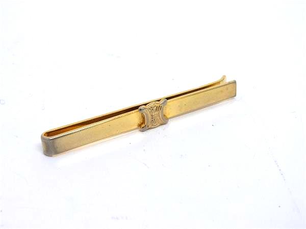 ■美品■ CELINE セリーヌ ヴィンテージ タイクリップ ネクタイピン ビジネス 紳士 メンズ ゴールド系 DK7304