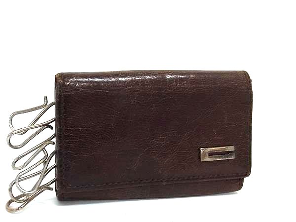 GUCCI グッチ 033 0416 1811 レザー 6連 キーケース 鍵入れ メンズ レディース ブラウン系 DL0505