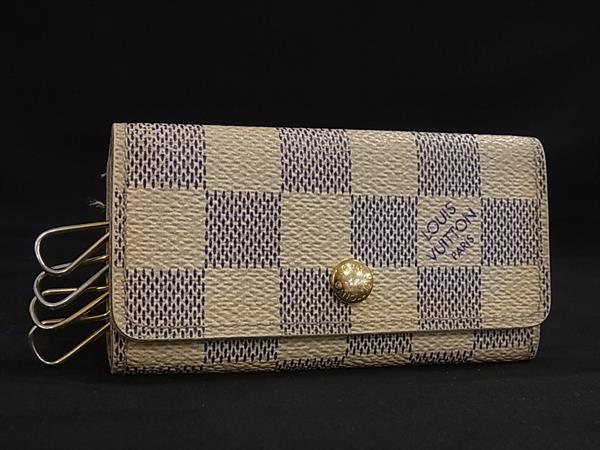 LOUIS VUITTON ルイヴィトン N60020 ダミエアズール ミュルティクレ4 4連 キーケース 鍵入れ レディース メンズ アイボリー系 DL0682