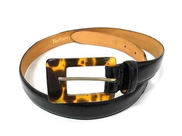 Burberrys バーバリーズ パテントレザー ゴールド金具 ベルト ビジネス 紳士 メンズ ブラック系 DL1864