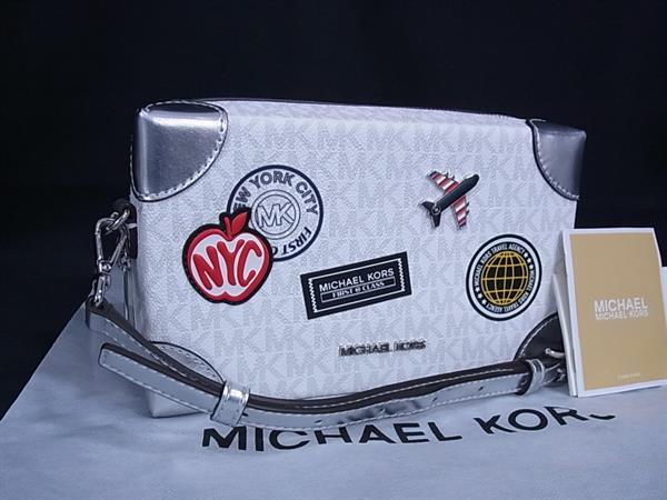 樂天商城 - ■新品■未使用■ MICHAEL KORS マイケルコース MK柄 エンベリッシュ PVC×レザー クロスボディ ショルダー ホワイト系 FR4925