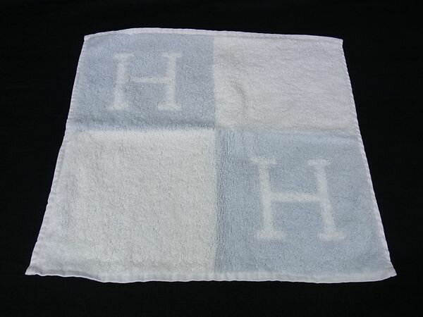 ■美品■ HERMES エルメス アヴァロン コットン100％ ハンドタオル フェイスタオル ブルー系 FR5498