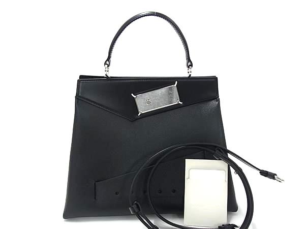 ■極美品■ Maison Margiela メゾン マルジェラ スナッチト ミディアム レザー 2WAY ハンドバッグ ショルダー ブラック系 BP6497