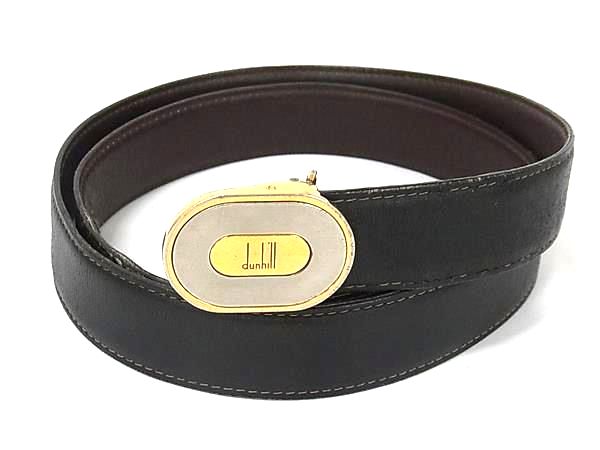 DUNHILL - dunhill ダンヒル レザー リバーシブル ゴールド金具 ベルト 表記サイズ 36/90 メンズ ブラック系×ブラウン系 DN3713