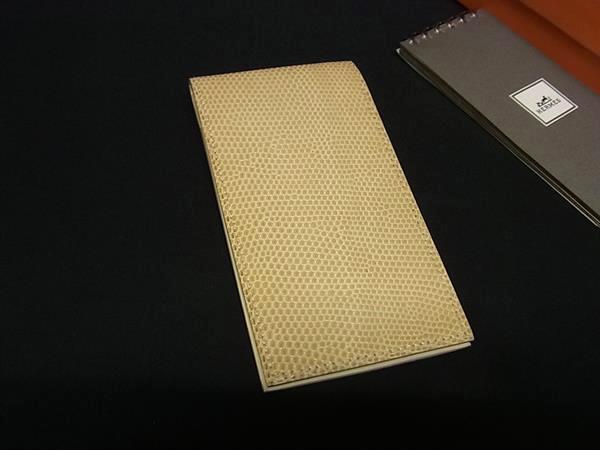 ■極上■本物■極美品■ HERMES エルメス リザード メモ帳 ステーショナリー ◯Q刻印 ベージュ系 FR7635