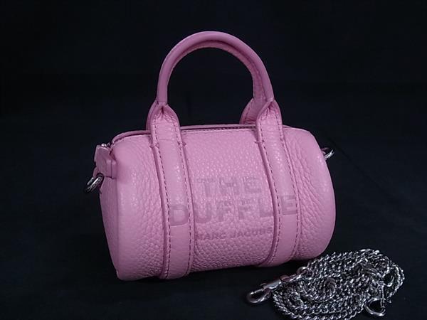 ■新品■未使用■ MARC JACOBS マークジェイコブス NANO DUFFLE ナノダッフル レザー チェーン付き マルチポーチ ピンク系 FT4388