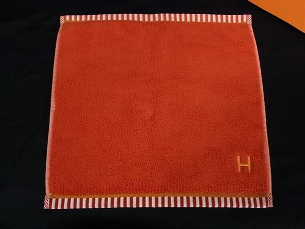 ■新品■未使用■ HERMES エルメス カレ タオルヴィス ヴェルサ コットン100％ ハンドタオル テラコッタ タン オレンジ系 FU6850
