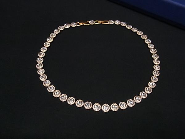 ■極美品■ SWAROVSKI スワロフスキー ラインストーン チョーカー ネックレス アクセサリー レディース ピンクゴールド系 FV5305