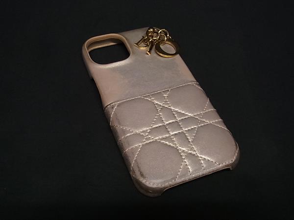 ChristianDior ディオール レディディオール カナージュ レザー iPhone13 対応 アイフォンケース ピンクゴールド系 GA6960