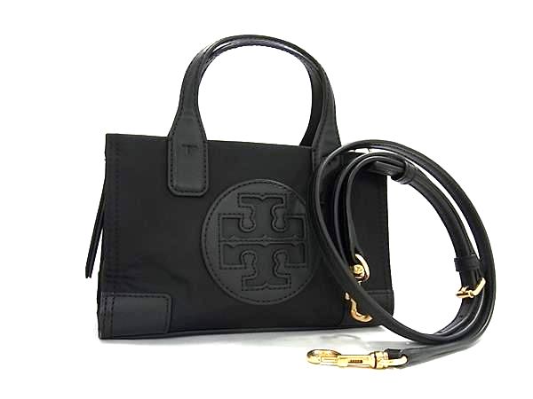 【美品】トリーバーチ 2way ハンドバッグ 黒 レザー×ナイロン 大容量 Mcgraw トリーバーチ TORY BURCH バッグ ショルダーバッグ