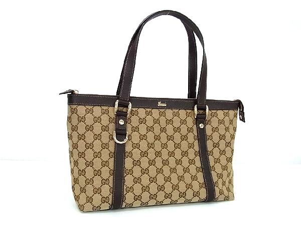 ■新品■未使用■ GUCCI グッチ 141470 GG柄 GGキャンバス×レザー トートバッグ ショルダーバッグ レディース ブラウン系 AT7449