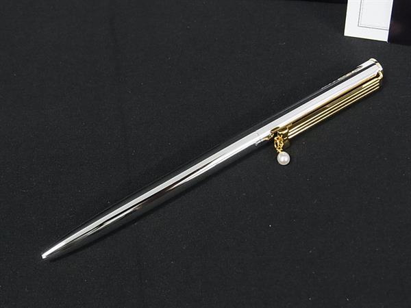 ■美品■ MIKIMOTO ミキモト 本真珠 アコヤ真珠 パール 約4mm ツイスト式 ボールペン 筆記用具 文房具 レ..