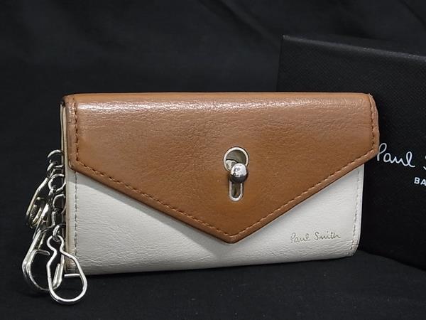 Paul Smith ポールスミス PWD860 レザー 4連 キーケース 鍵入れ レディース メンズ ブラウン系×ベージュ系 DJ3763